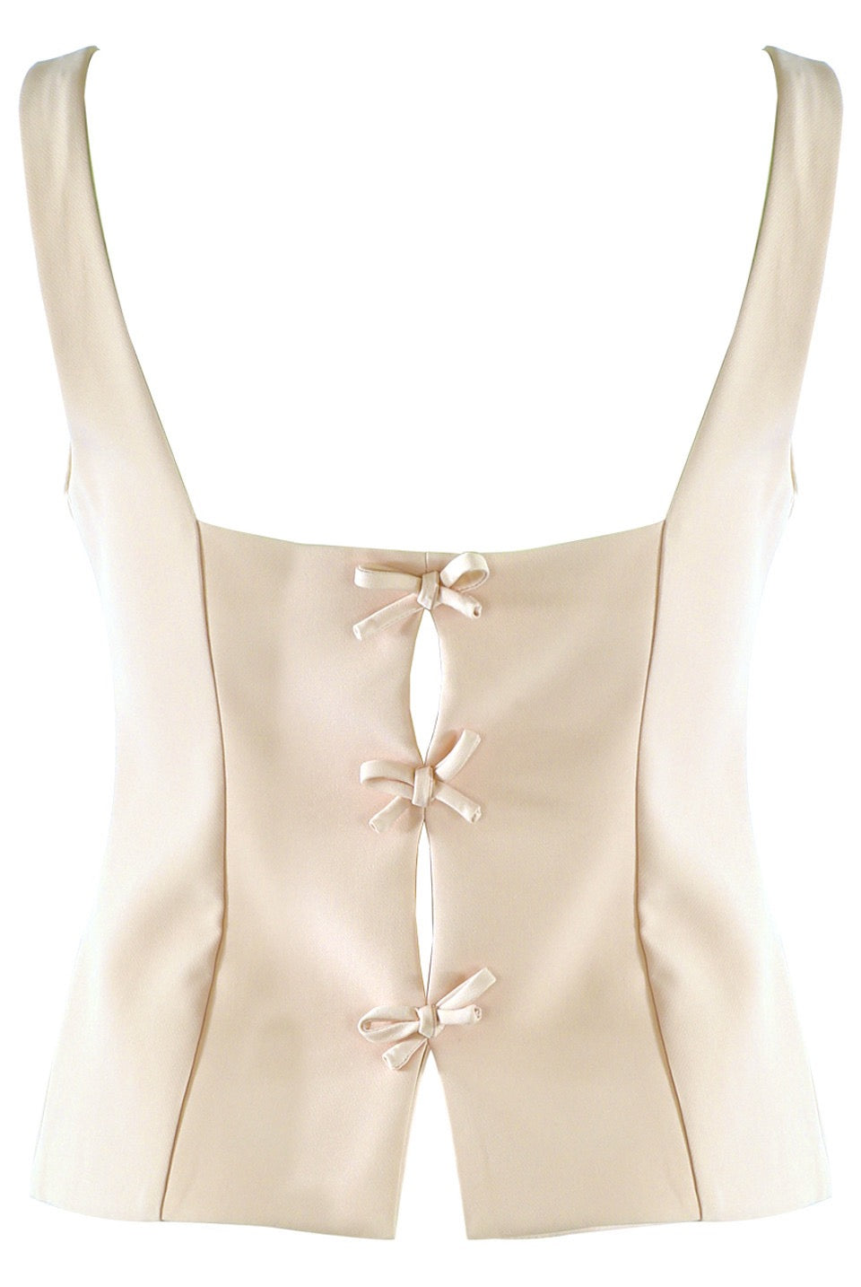 Tailored Top With Mini Bow Back Beige
