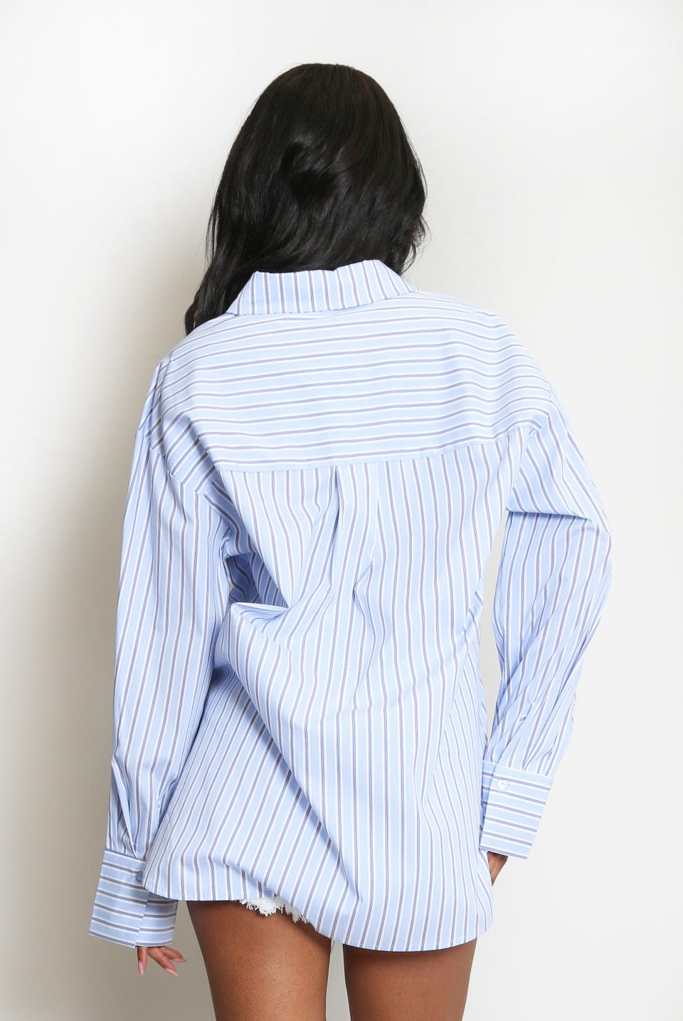 Contrast Stripe Shirt Blue
