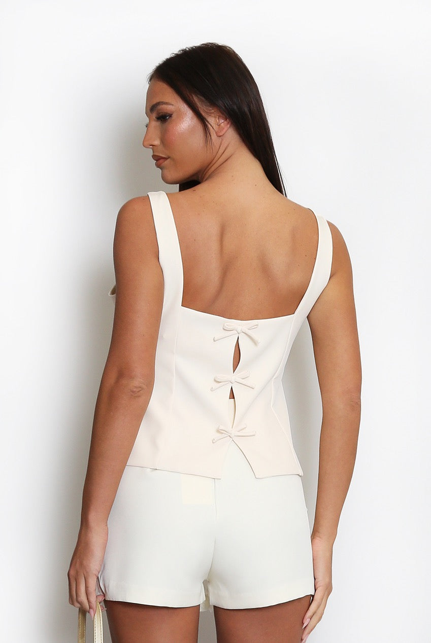 Floral Applique Front Skort Off White