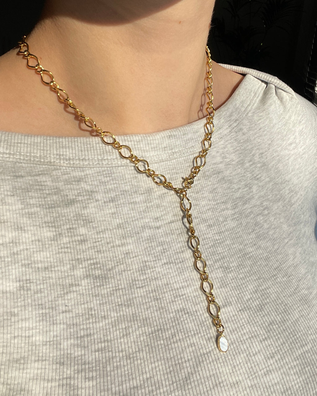 Y- Pearl Drop Necklace