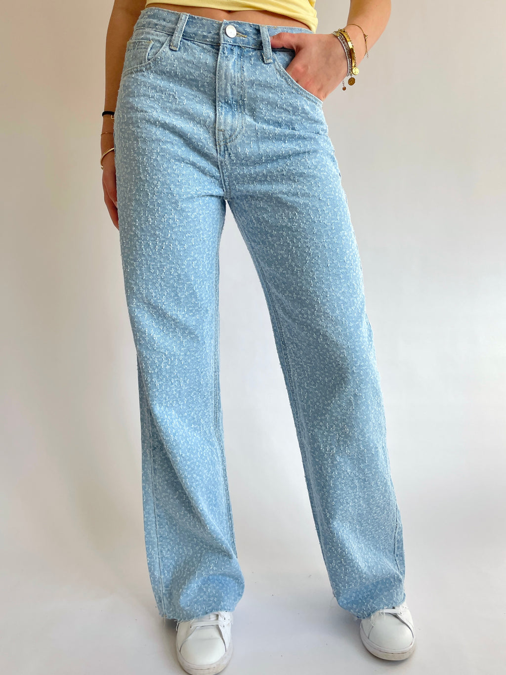 Straight Leg Embroidered Midwaist Jeans Stretch | 004