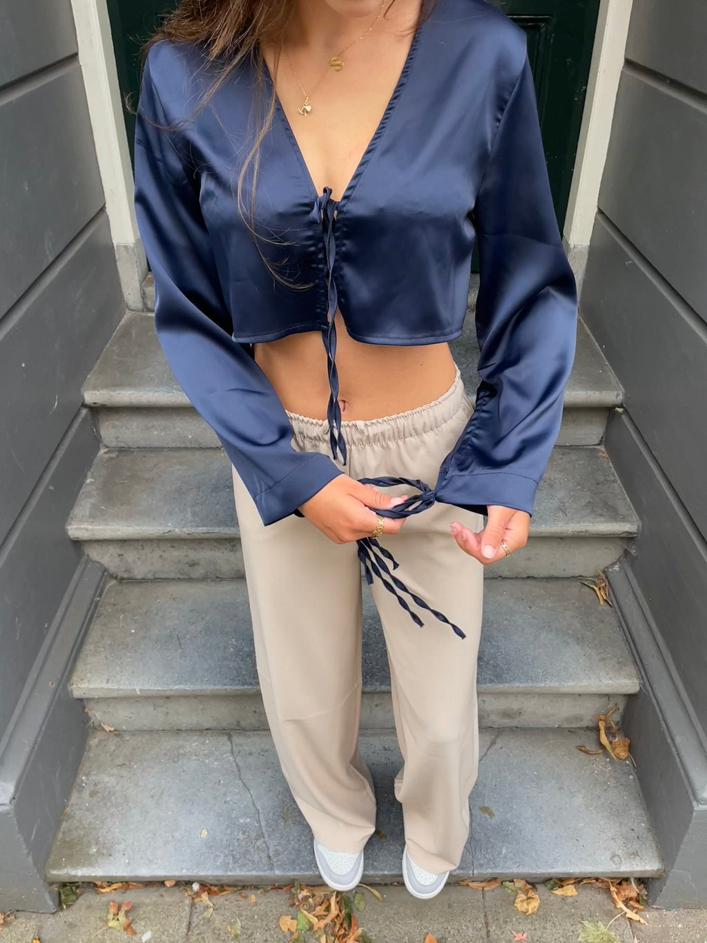 Silky Bow Top | Navy